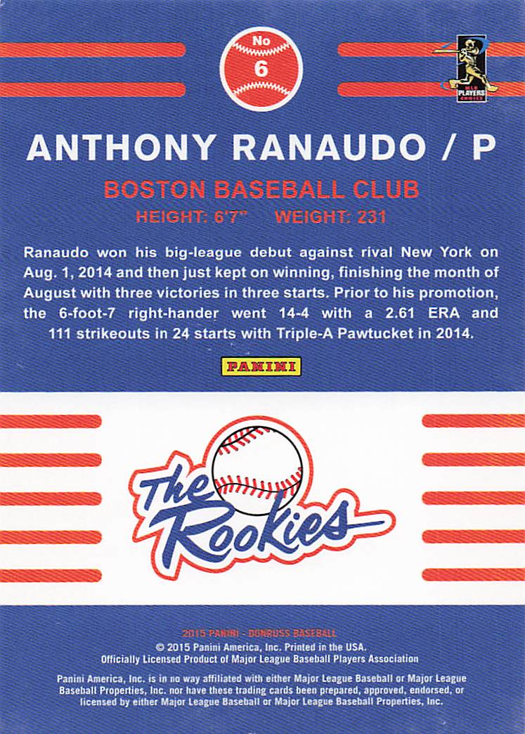 2015 Donruss Baseball The Rookies Anthony Ranaudo #6