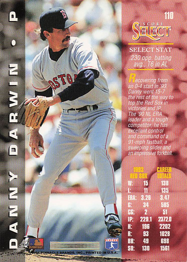 1994 Select Baseball Danny Darwin #110