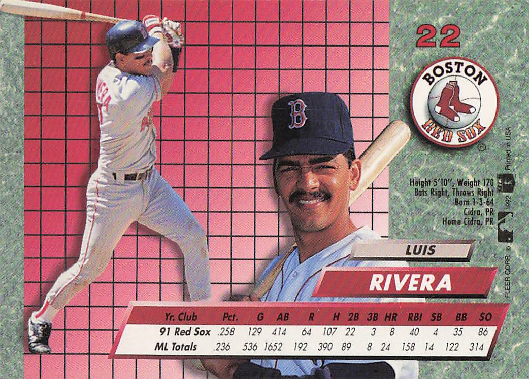 1992 Ultra Baseball Luis Rivera #22