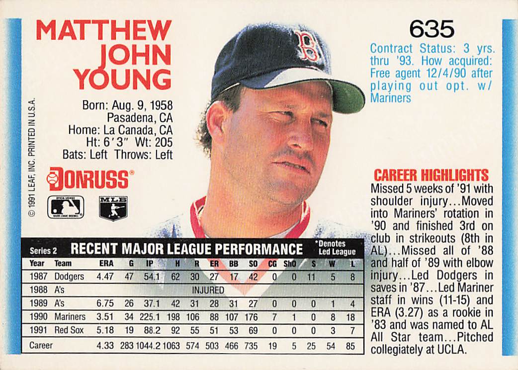 1992 Donruss Baseball Matt Young #635