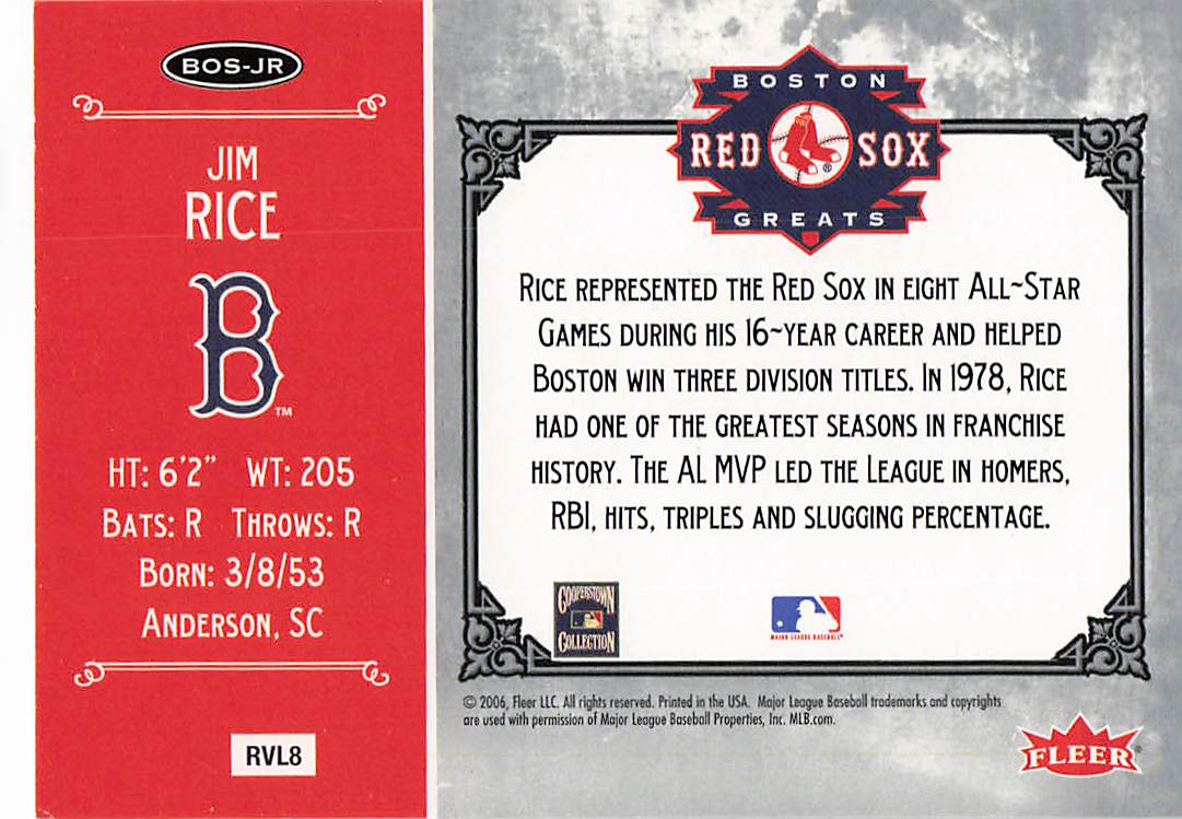 2006 Fleer Greats of the Game Baseball Red Sox Greats Jim Rice #BOS-JR