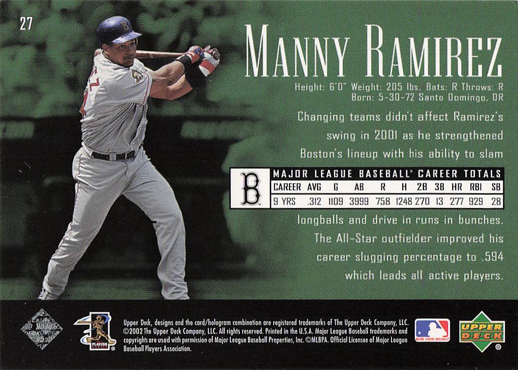 2002 Upper Deck Piece of History Baseball Manny Ramirez #27
