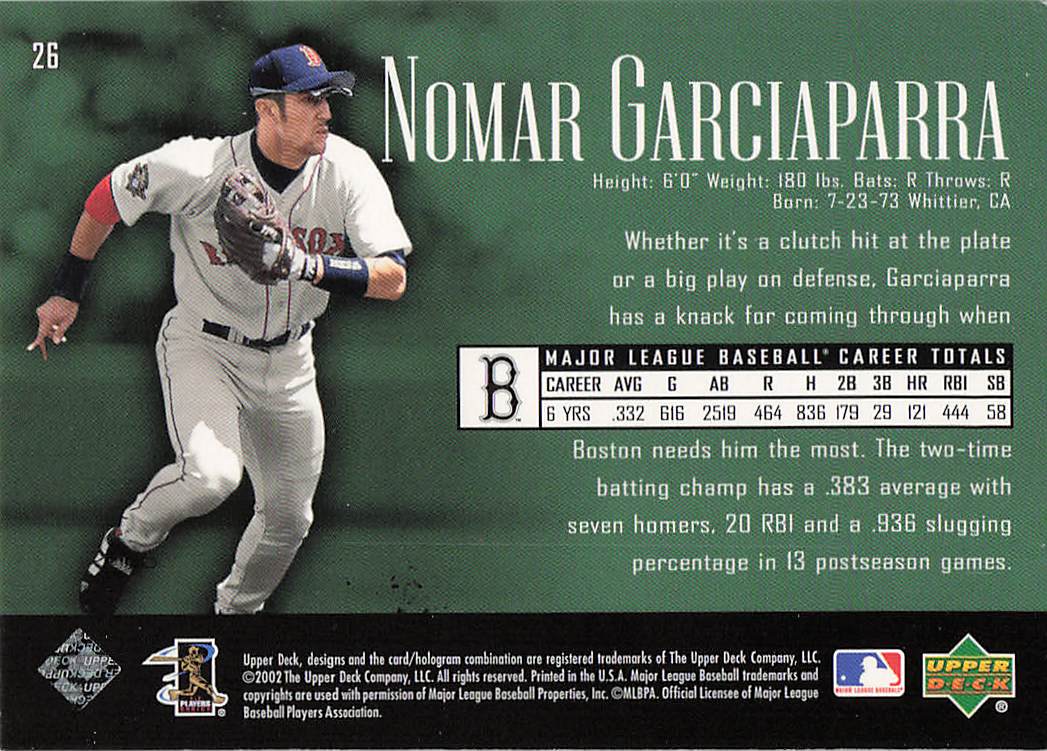 2002 Upper Deck Piece of History Baseball Nomar Garciaparra #26