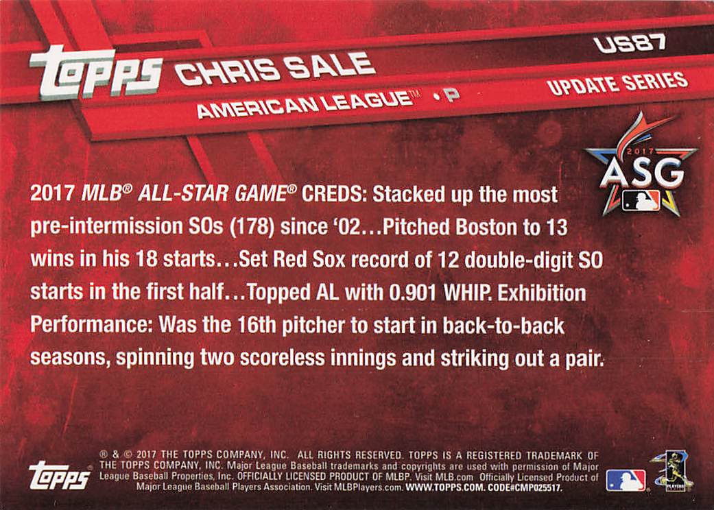 2017 Topps Update Baseball Chris Sale #US87