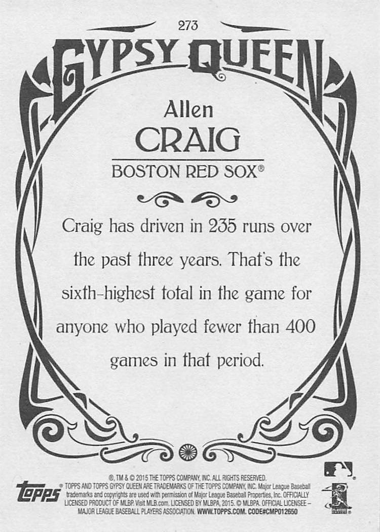 2015 Topps Gypsy Queen Baseball Allen Craig #273