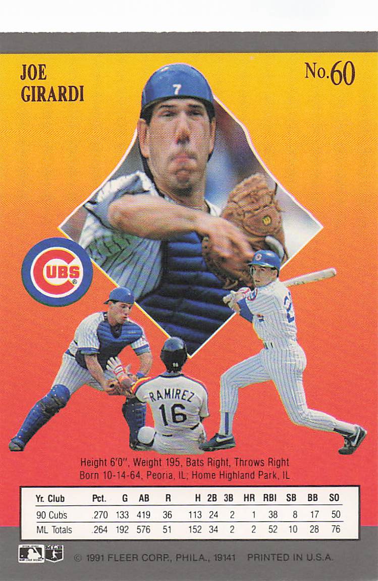 1991 Ultra Baseball Joe Girardi #60