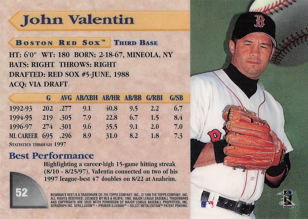 1998 Bowman's Best Baseball John Valentin #52