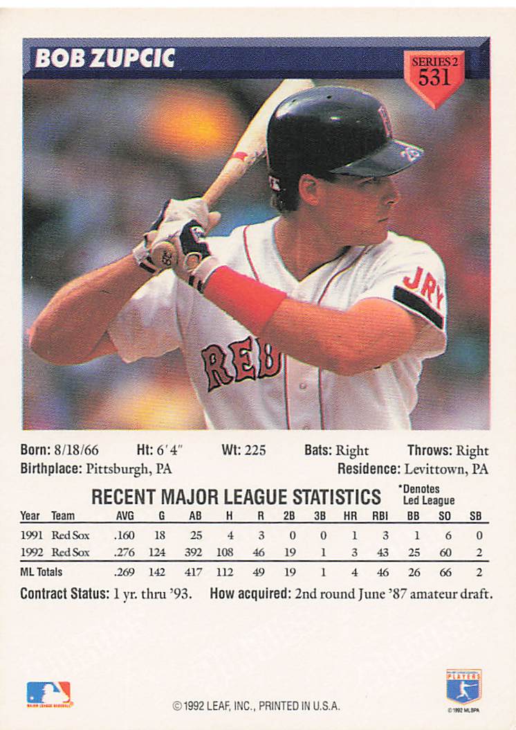 1993 Donruss Baseball Bob Zupcic #531