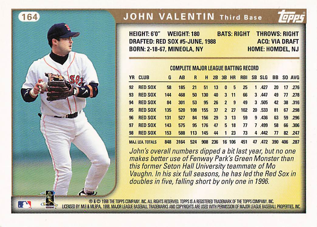 1999 Topps Baseball John Valentin #164