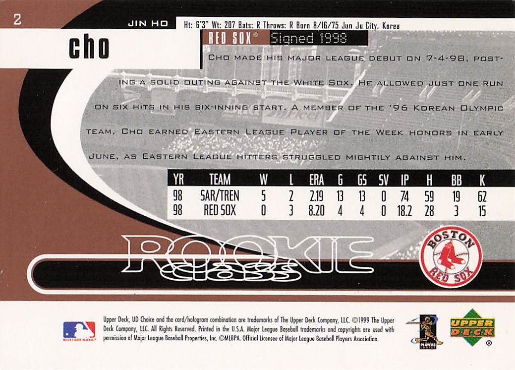 1999 UD Choice Baseball Jin Ho Cho #2