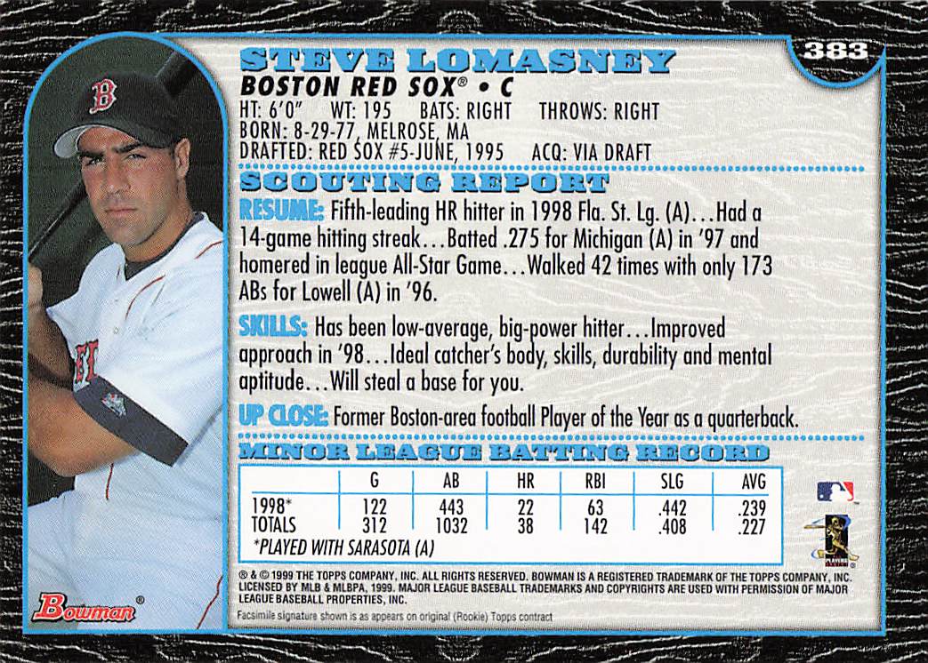 1999 Bowman Baseball Steve Lomasney #383