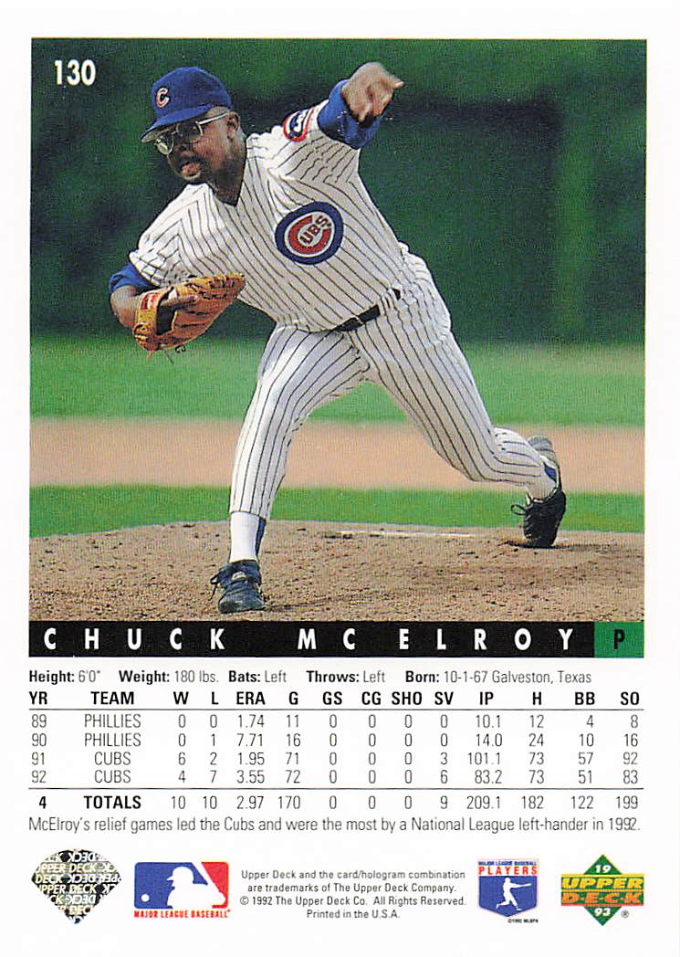 1993 Upper Deck Baseball Chuck McElroy #130