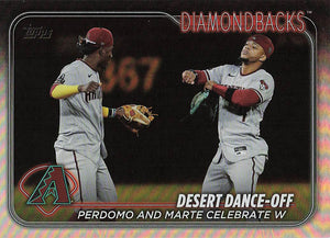 2024 Topps Rainbow Foil Desert Dance-Off: Perdomo and Marte Celebrate #190