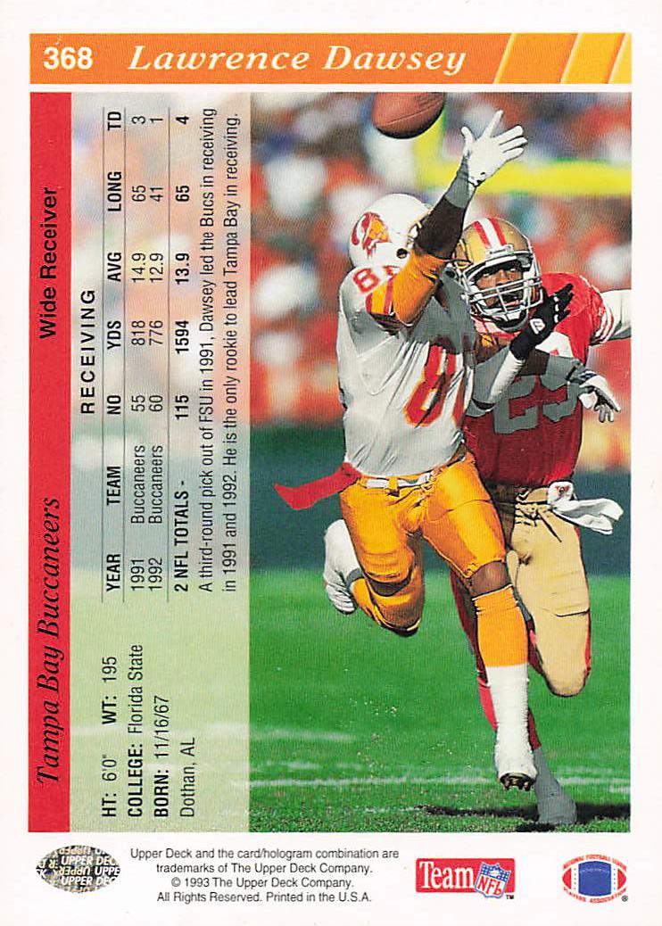 1993 Upper Deck Football Lawrence Dawsey #368