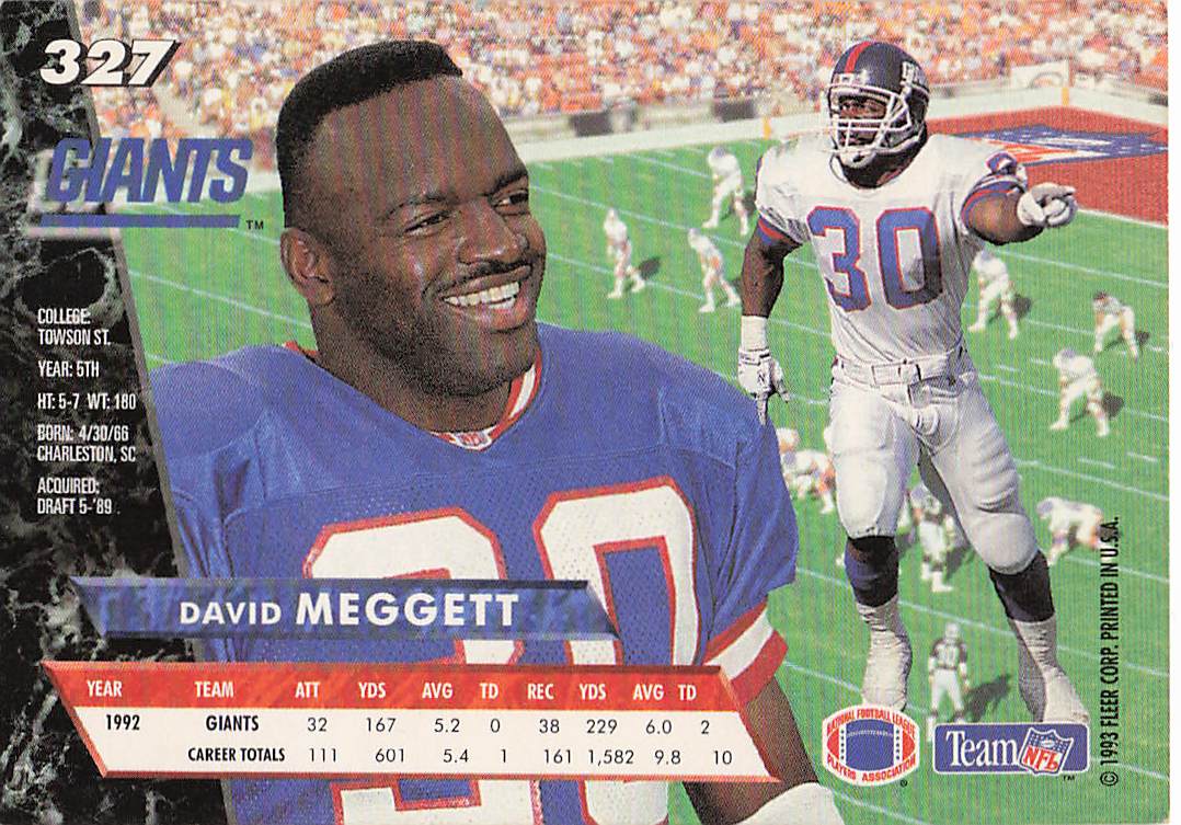1993 Ultra Football David Meggett #327