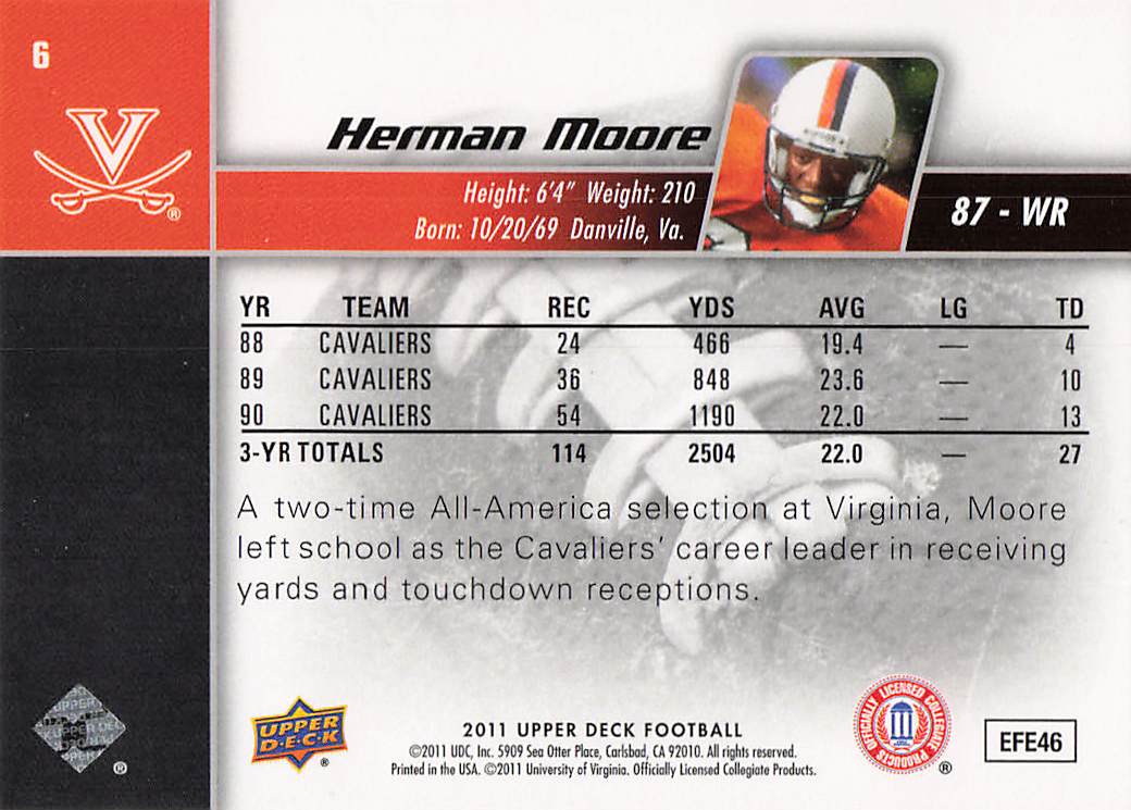 2011 Upper Deck Football Herman Moore #6