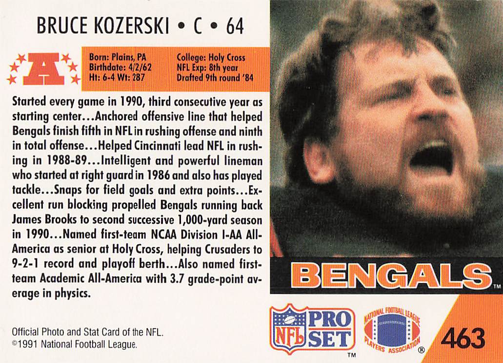 1991 Pro Set Football Bruce Kozerski #463