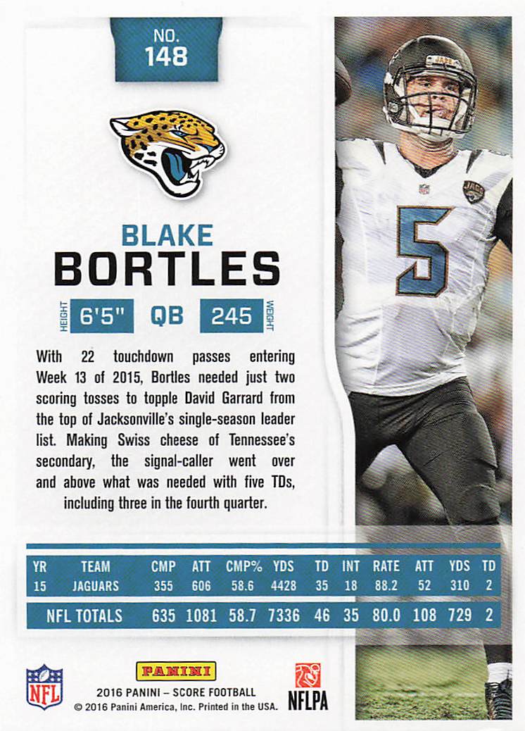 2016 Score Football Blake Bortles #148