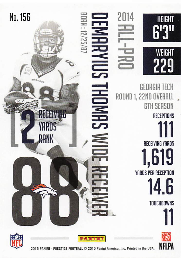 2015 Panini Prestige Football Demaryius Thomas #156