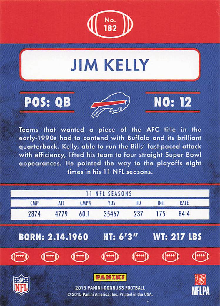 2015 Donruss Football Jim Kelly #182