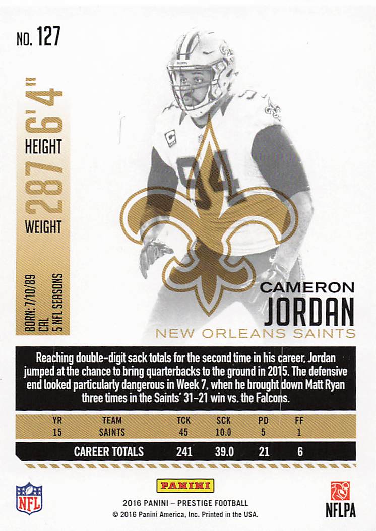 2016 Panini Prestige Football Cameron Jordan #127