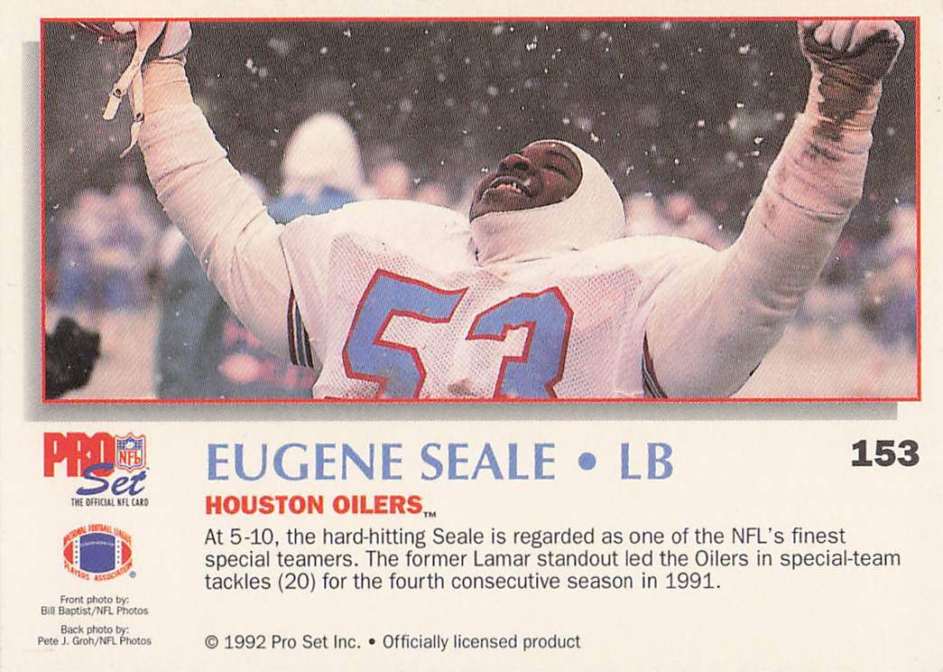 1992 Pro Set Power Football Eugene Seale #153 Rookie
