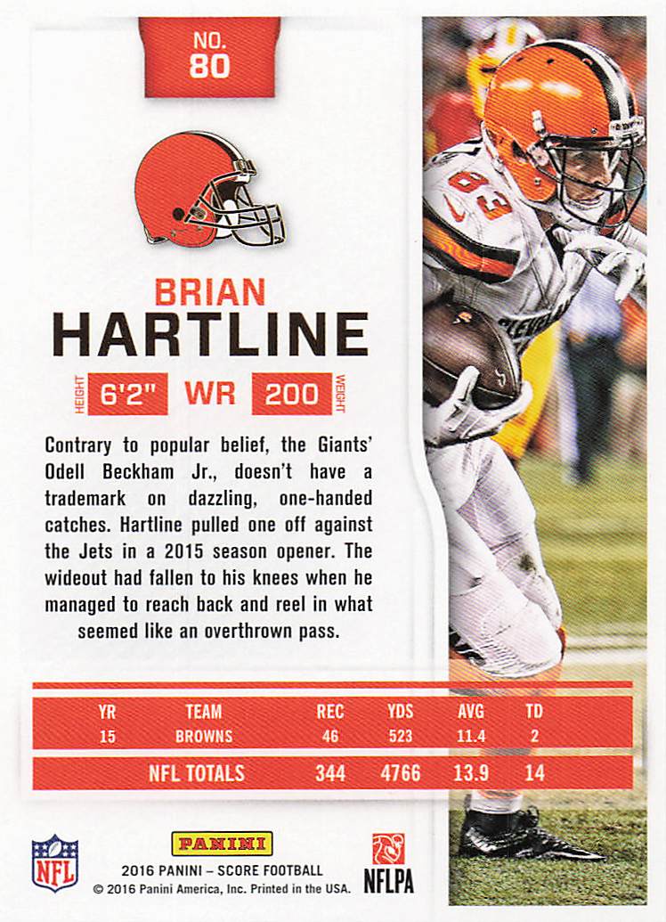 2016 Score Football Brian Hartline #80