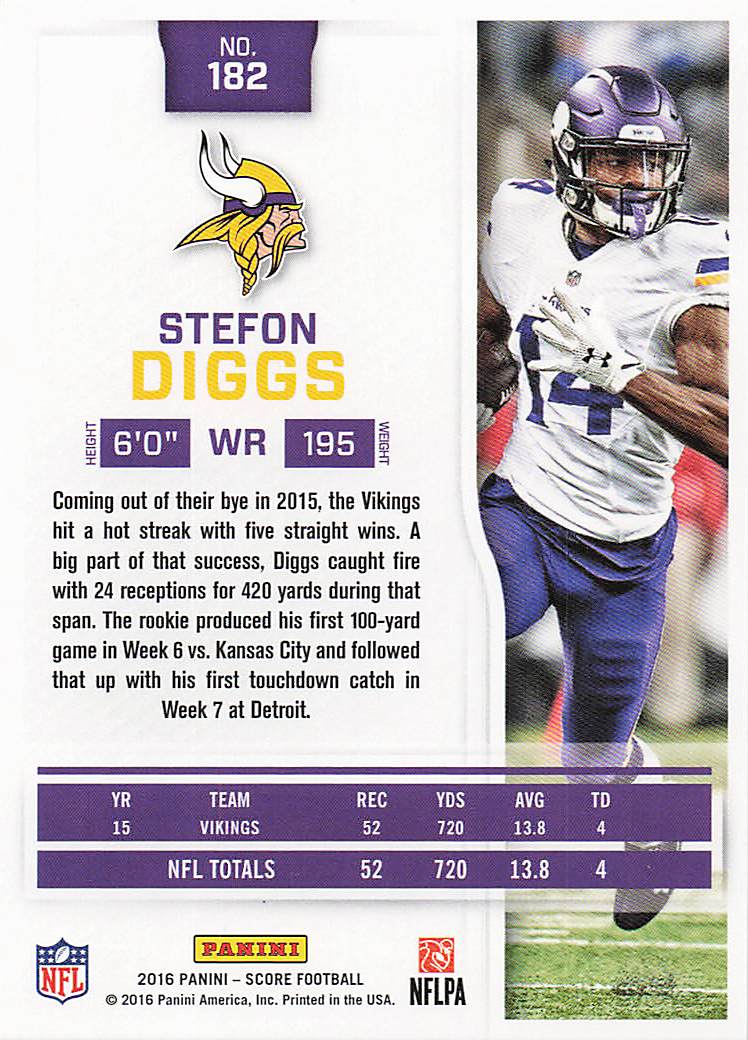 2016 Score Football Stefon Diggs #182