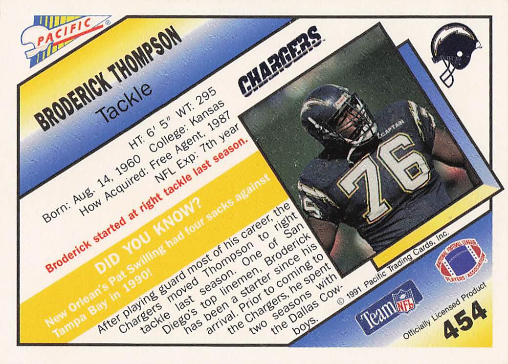 1991 Pacific Football Broderick Thompson #454