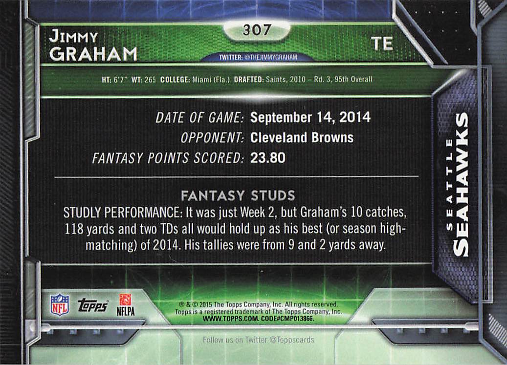 2015 Topps Football Jimmy Graham #307