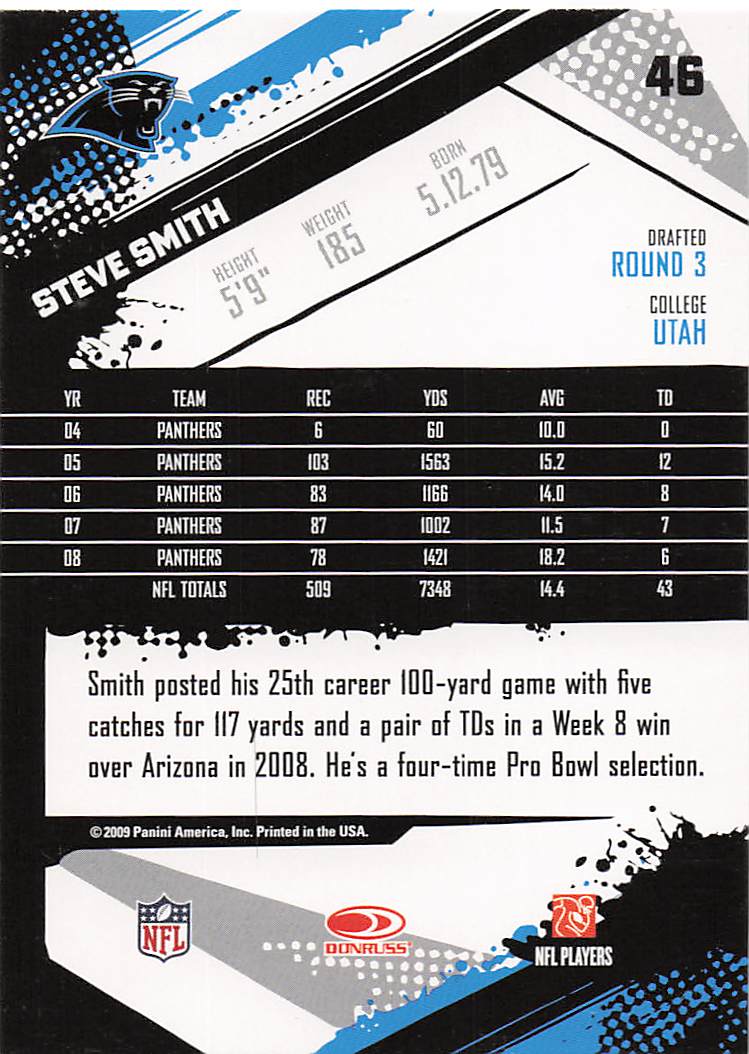 2009 Score Football Steve Smith #46