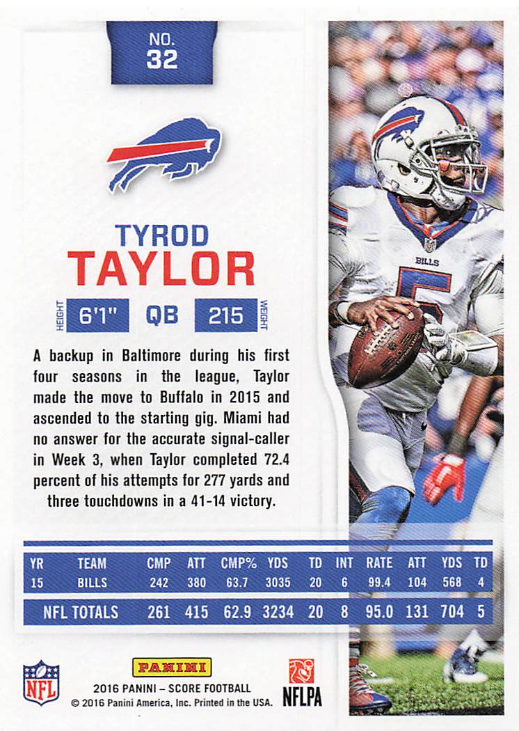 2016 Score Football Tyrod Taylor #32
