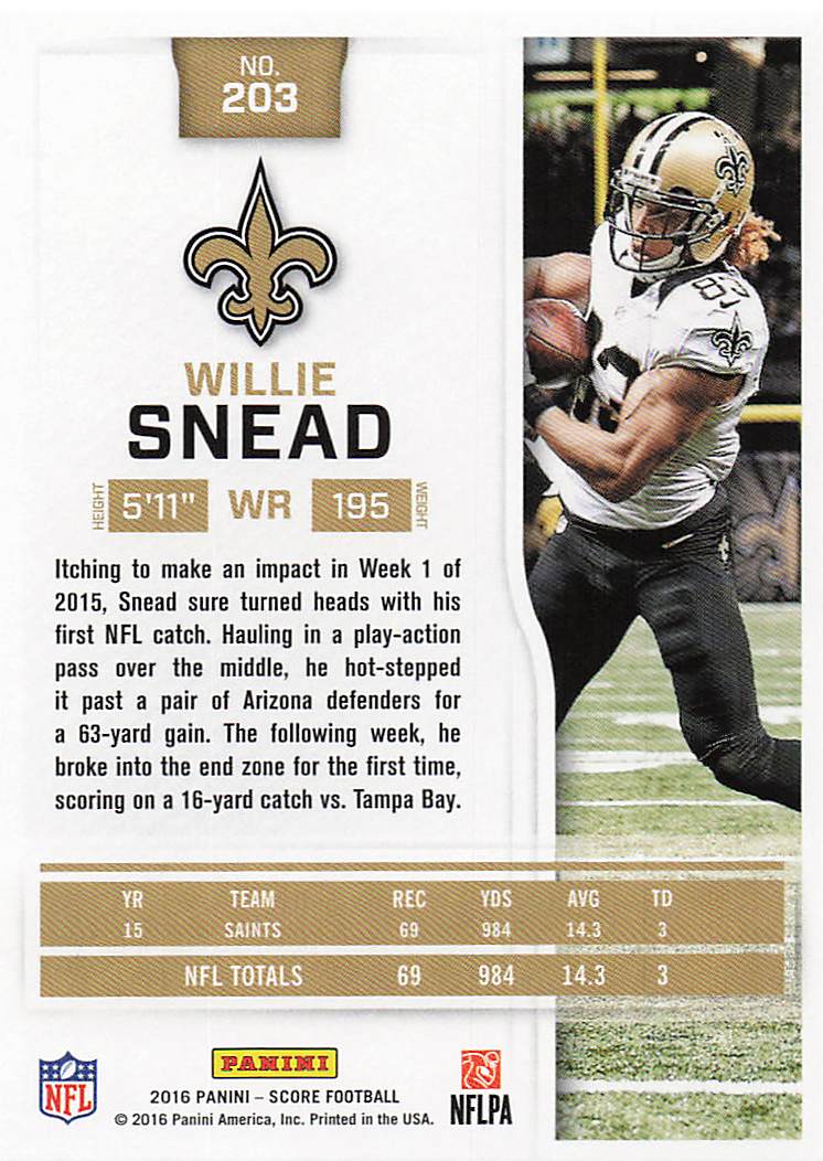 2016 Score Football Willie Snead #203