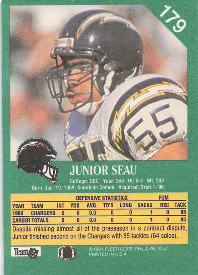 1991 Fleer Football Junior Seau #179