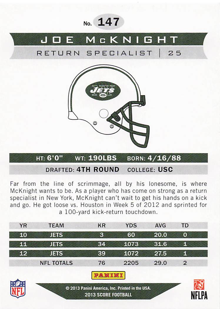 2013 Score Football Joe McKnight #147