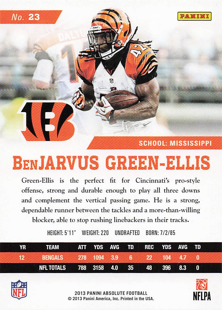 2013 Panini Absolute Football Retail BenJarvus Green-Ellis #23