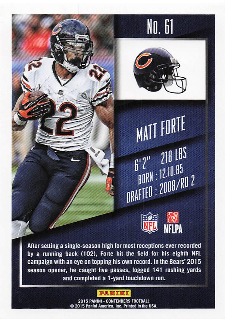 2015 Panini Contenders Football Matt Forte #61