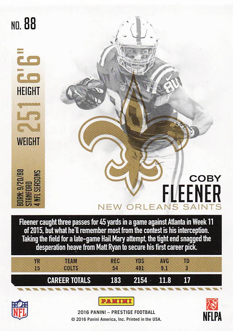2016 Panini Prestige Football Coby Fleener #88