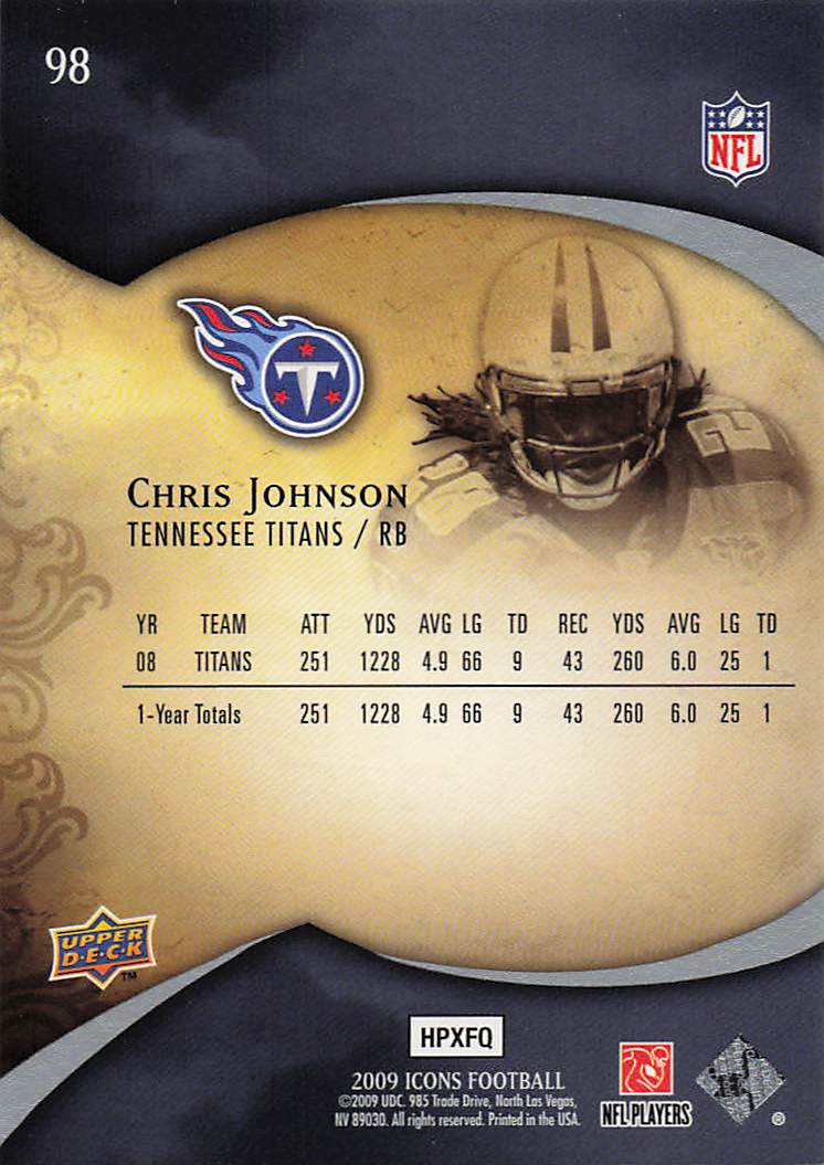 2009 Upper Deck Icons Football Chris Johnson #98