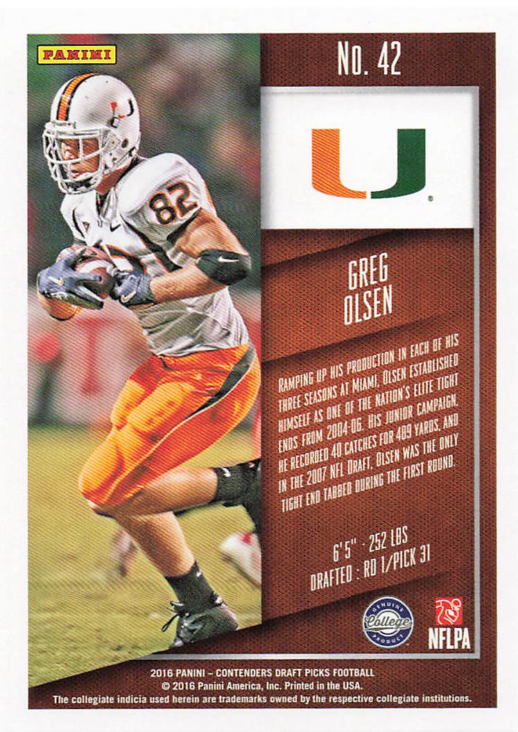 2016 Panini Contenders Draft Picks Football Greg Olsen #42