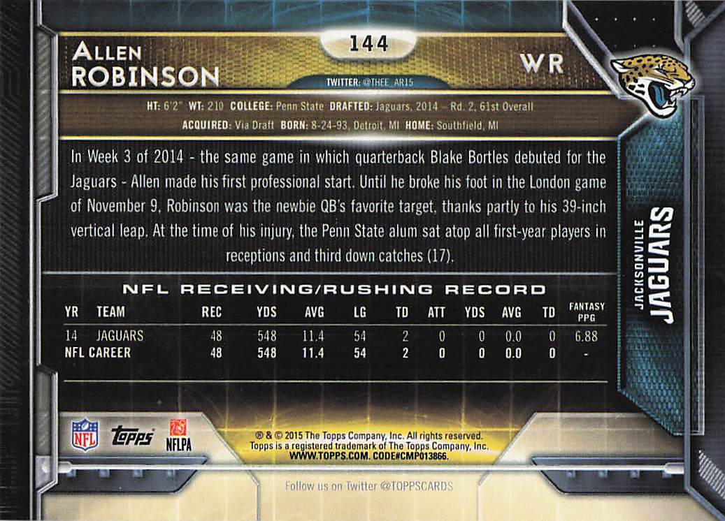 2015 Topps Football Allen Robinson #144