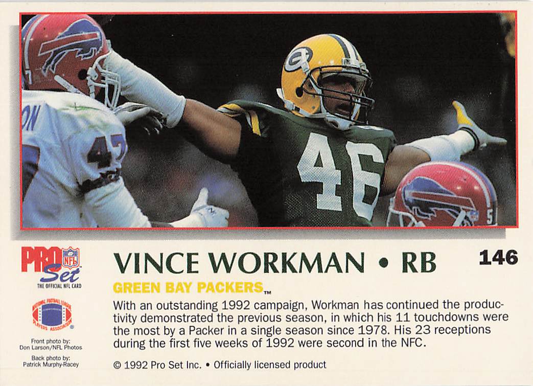 1992 Pro Set Power Football Vince Workman #146