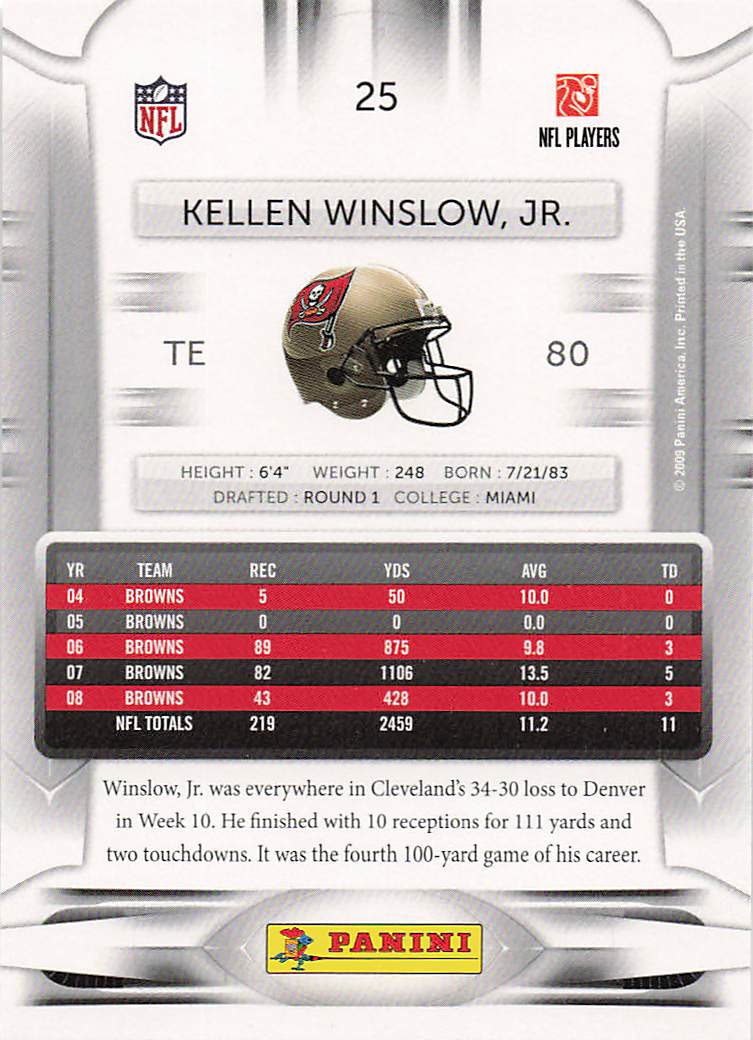 2009 Playoff Prestige Football Kellen Winslow, Jr. #25