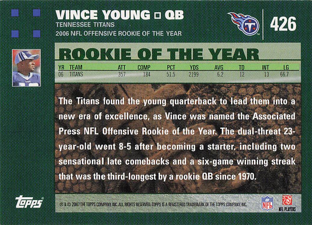 2007 Topps Football Vince Young #426