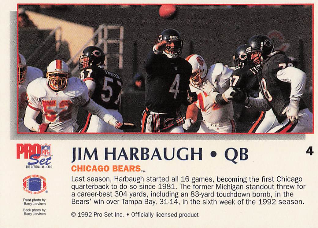 1992 Pro Set Power Football Jim Harbaugh #4