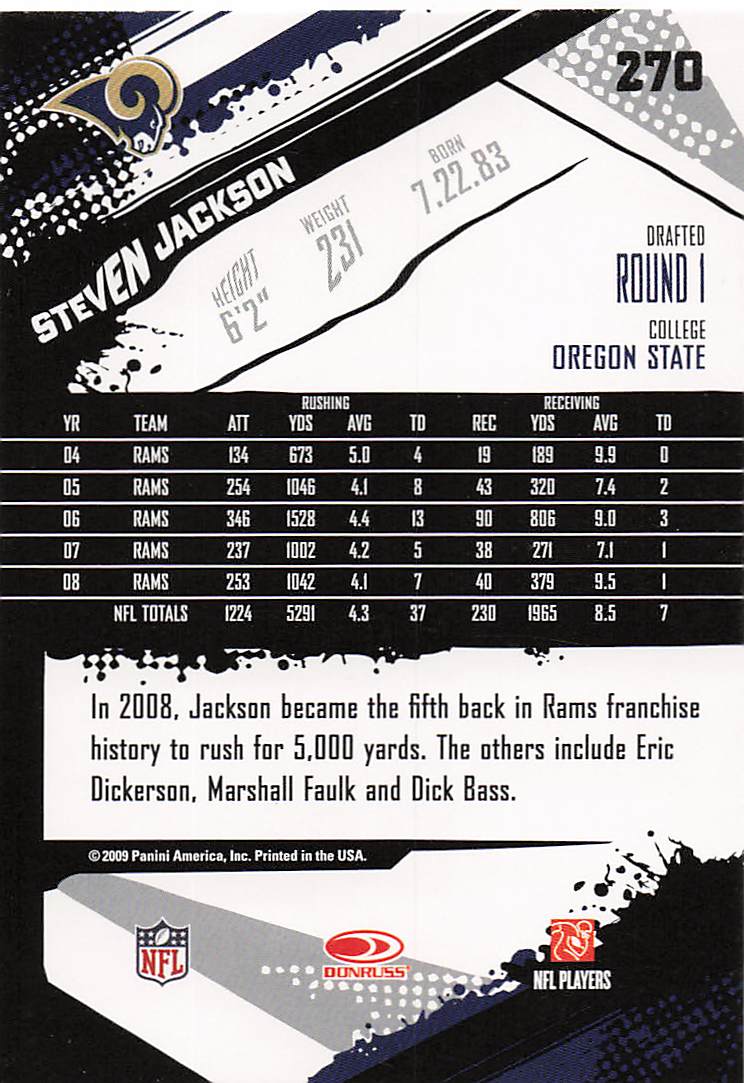 2009 Score Inscriptions Football Steven Jackson #270