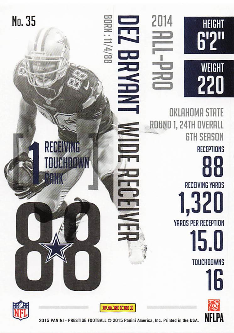2015 Panini Prestige Football Dez Bryant #35