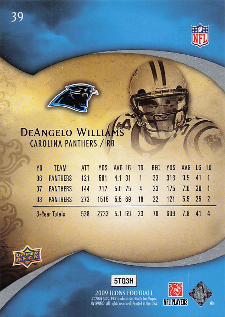 2009 Upper Deck Icons Football DeAngelo Williams #39