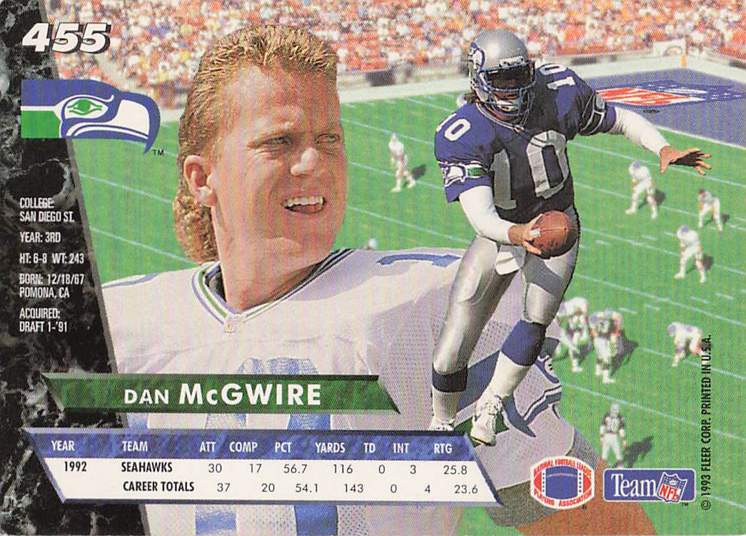 1993 Ultra Football Dan McGwire #455