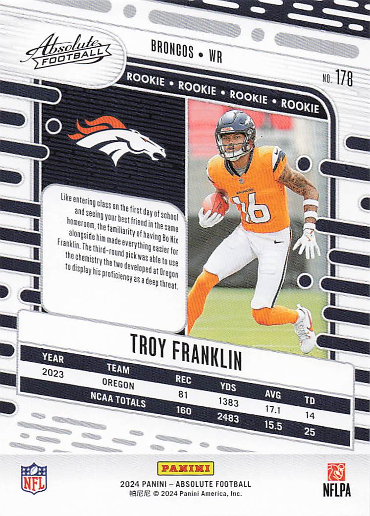 2024 Panini Absolute Football Blue Troy Franklin #178